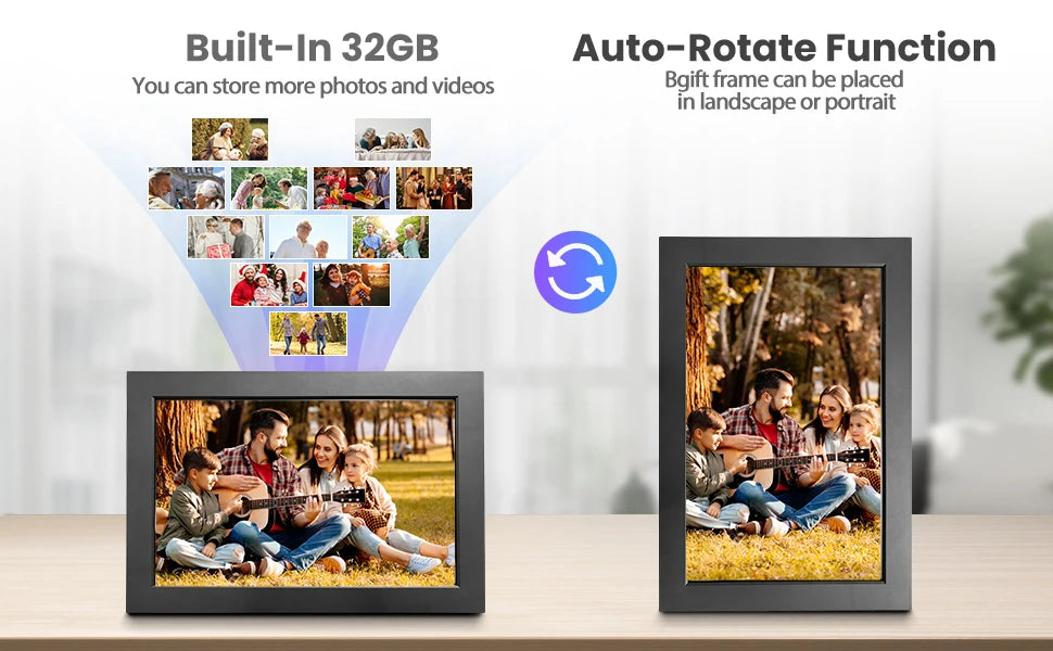 Digital Picture Frame 10.1 Inch 32GB Smart WiFi Digital Photo Frame with 1280x800 IPS HD Touch Screen Wall Mountable