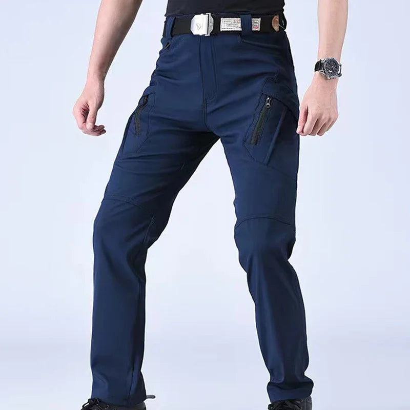 Mens Spring Autumn Tactical Cargo Elastic Pants Combat Trekking Hiking Camping Climbing Run Sport Cycling Work Outdoor Trousers