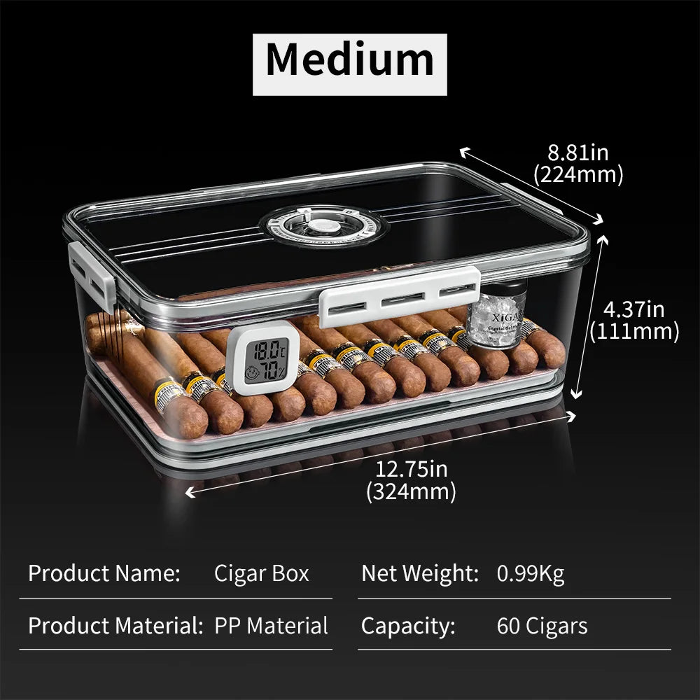 Cigar Companion Cedar Wood Shelf Clear Cigar Humidor with Hygrometer 100PCS PP Material Portable Multifunction Seal Up
