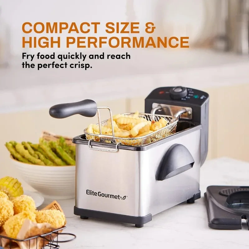 HAOYUNMA Electric Immersion Deep Fryer Removable Basket Adjustable Temperature,Lid with Viewing Window and Odor Free Filter