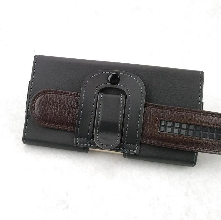 Phone Leather Case For Xiaomi Samsung S21 S20 iPhone 13 Men's Mobile Phone Bag Universal 5.0-6.5 inch Waist Belt Holster