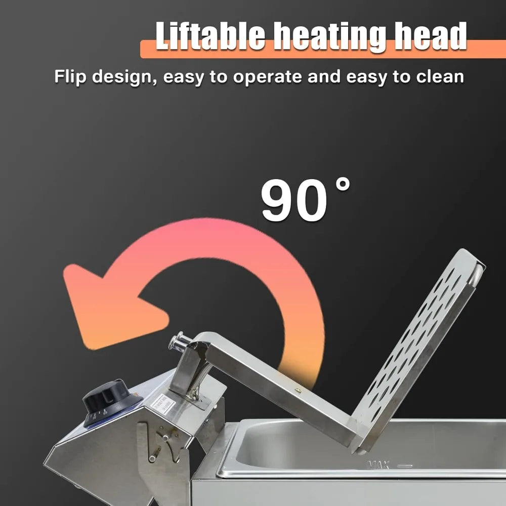 Electric Deep Fryer Countertop Stainless Steel Deep Fryer W/ Temperature Control Single Large Tank French Fries
