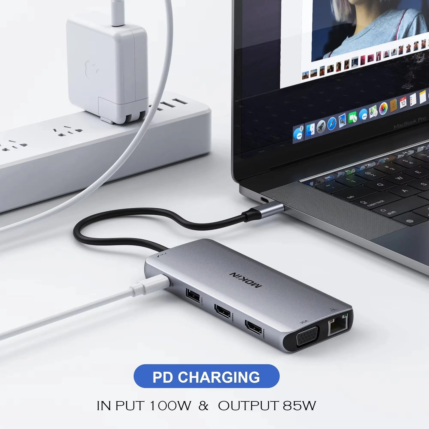MOKiN 11 in 1 USB C HUB Docking Station 4K 60Hz 2 HDMI VGA USB 3.1 RJ45 PD 100W for MacBook Air/Pro iPad M1/M2 Laptop