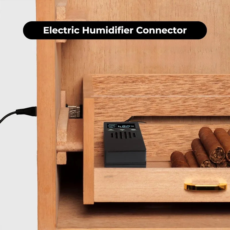 Hot Selling Humidor with LED Lighting Comes with AccessoriesDrawer CrystalHumidifier for Electric Humidifier Great Gift for Dad
