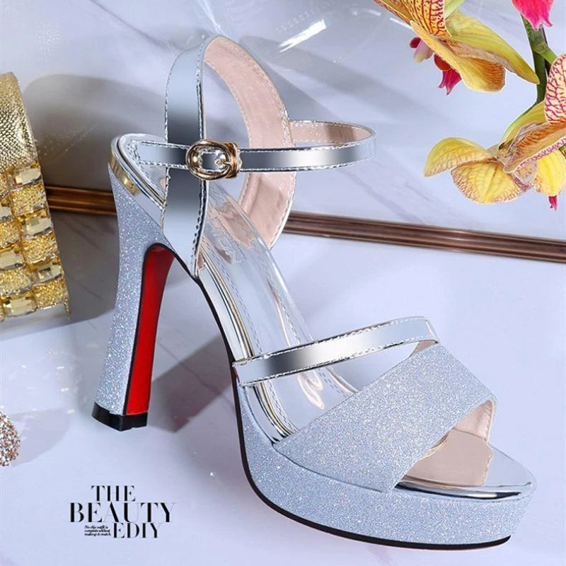 Luxury Women's Pumps Peep Toe Sexy Women Sandals High Quality Fish Mouth Shoes 11.5CM High Heels Shoes Women sandalias de mujer