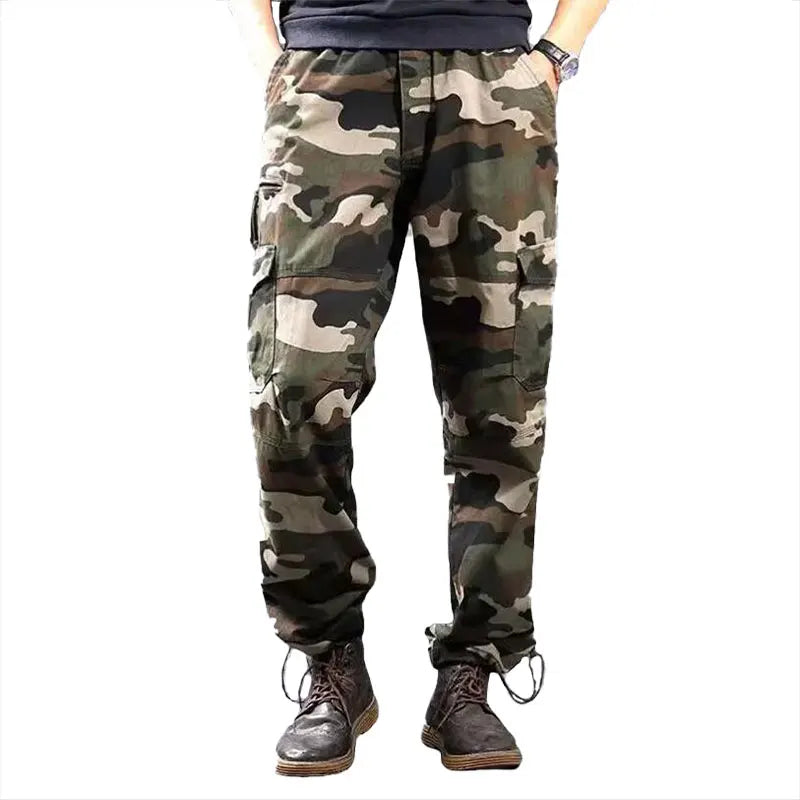 Spring Autumn Men Solid Cargo Pants Men Casual Multi Pockets Tactical Trousers Pants Men Cotton Joggers Camouflage Trousers Male