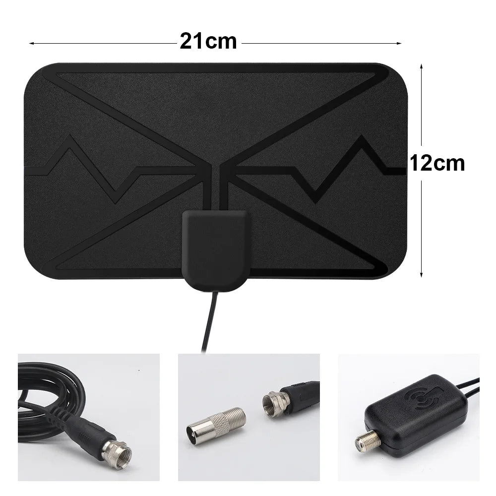 Indoor Digital TV Antenna 4K 1080P Long Range HDTV Receiver Amplifier 25dbi VHF UHF DVB-T2 ATSC Dish Satellite HD Signal Booster