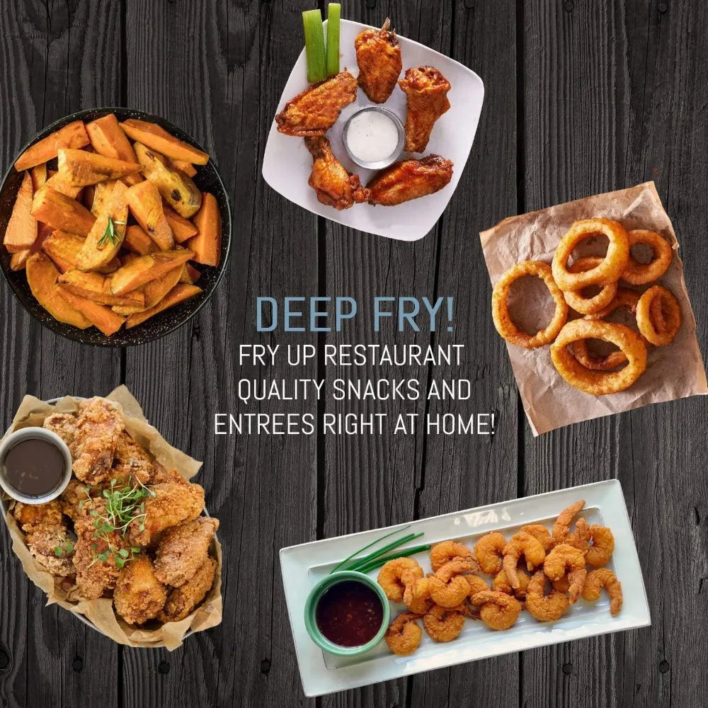 Electric Immersion Deep Fryer 3-Baskets, 1700W Timer Control, Adjustable Temperature,Set Adjustable Temperature and Timer Knob