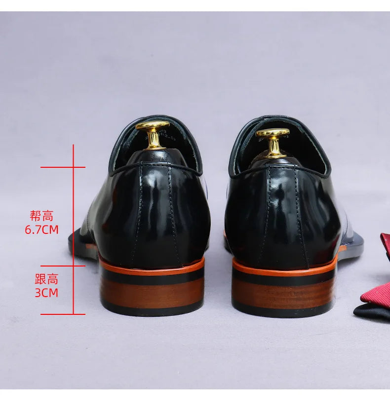 Brand Original Mens Oxford Dress Shoes Genuine Leather Brown Lace-up Business Wedding Formal Shoes Plus Size 38-46