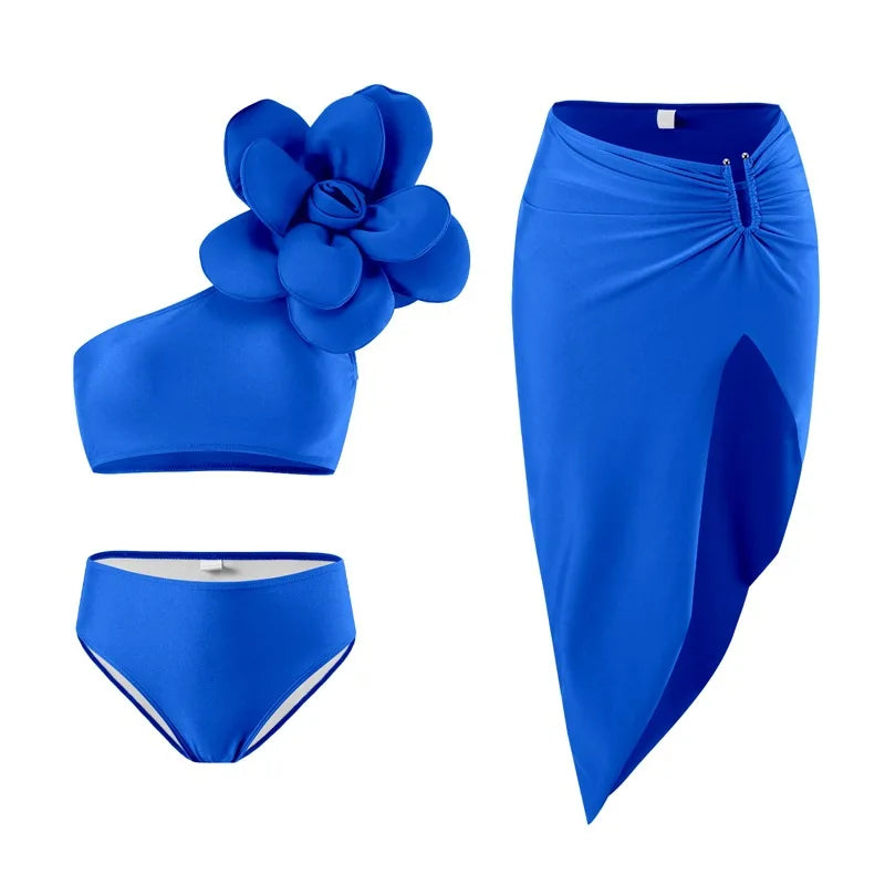 New Family Mother Daughter Bikini Swimwear Beach Sunny Swimsuits Summer Cotton Fashion Flower 3Pcs Clothes Matching Outfits