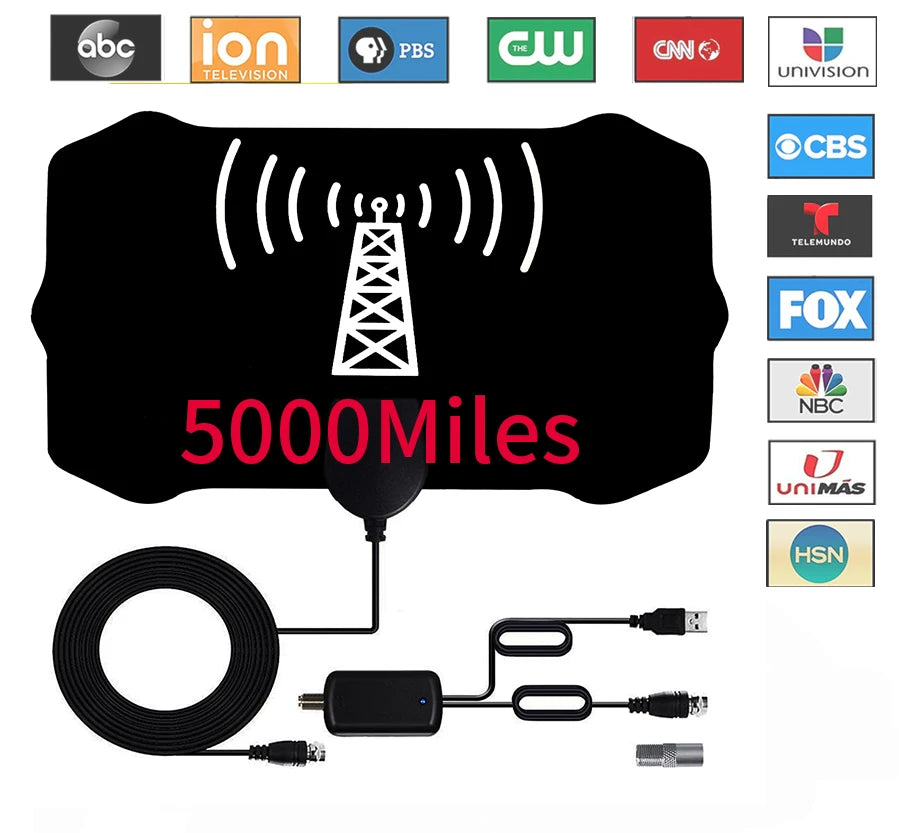 2024 Newest TV Antenna Indoor Digital, Long 5000Miles Range Smart TV Antenna, HD Antenna Amplified Support 8k 4K 1080p