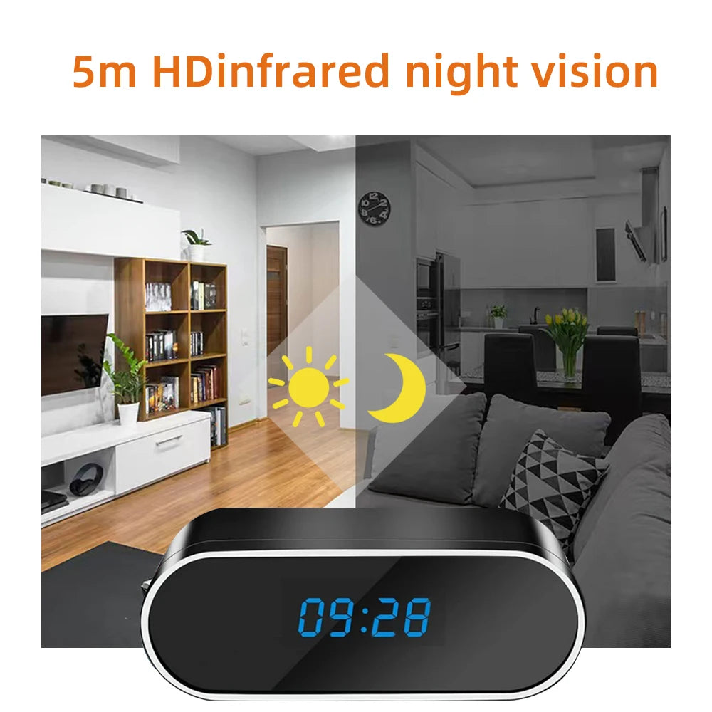 Fully upgraded and improved WIFI mini 4K HD clock camera, supporting infrared night vision, mobile detection, and remote viewing
