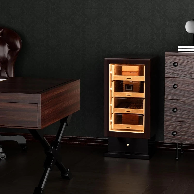 Hot Selling Humidor with LED Lighting Comes with AccessoriesDrawer CrystalHumidifier for Electric Humidifier Great Gift for Dad