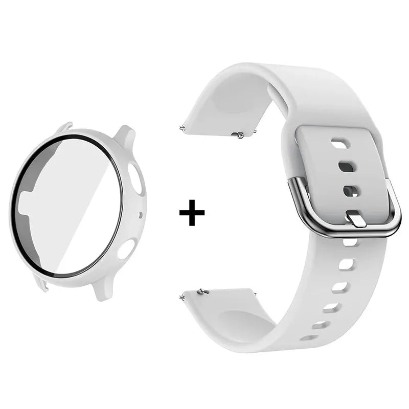 Silicone Strap+Case for Samsung Galaxy Watch Active 2 40mm 44mm Bracelet Tempered Glass Screen Protector Cover correas 20mm band