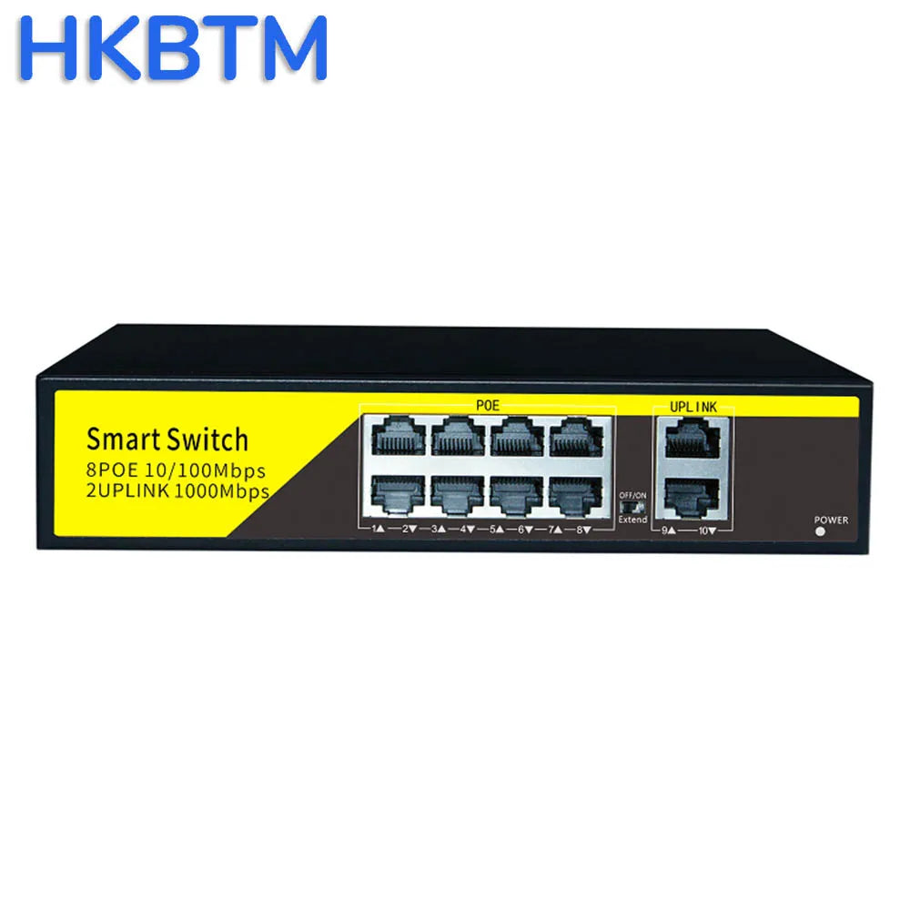 HKBTM Gigabit POE Switch 1000M Network Gigabit 48V POE Switch RJ45 Hub LAN 1000Mbps Switcher ,Plug and Play ,Easy Setup