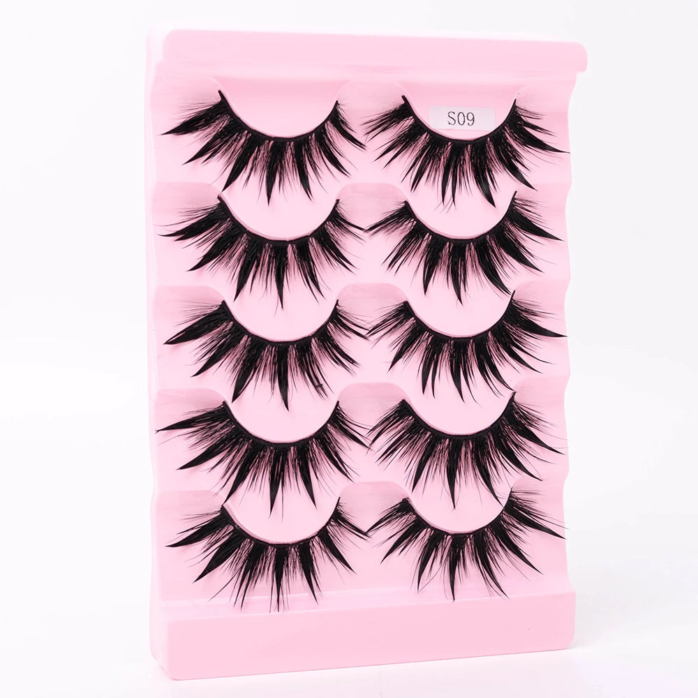 5Pairs Halloween Lash Drip False Eyelashes Unique Wet Look Hydrated Effect Multi-Length Rewearable Fake Eyelashes