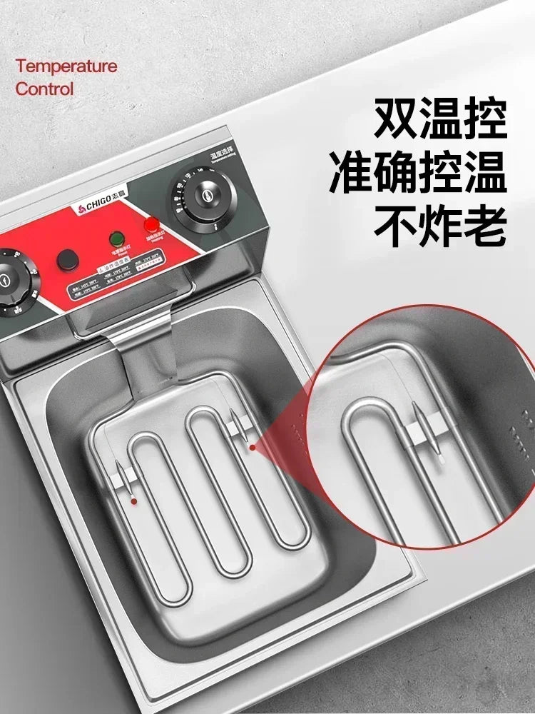 Chigo Professional Fryer Electric Cookware for Kitchen Deep French Fries Commercial Fryers Frying Oil Cooker Timer Arfrai 10L Ar