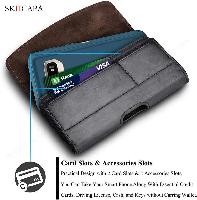 Leather Phone Pouch For Samsung A73 A54 A53 A33 A14 A23 A13 A03 A03S A52S A22 A82 5G Belt Clip Waist Bag Wallet Card Holder Case