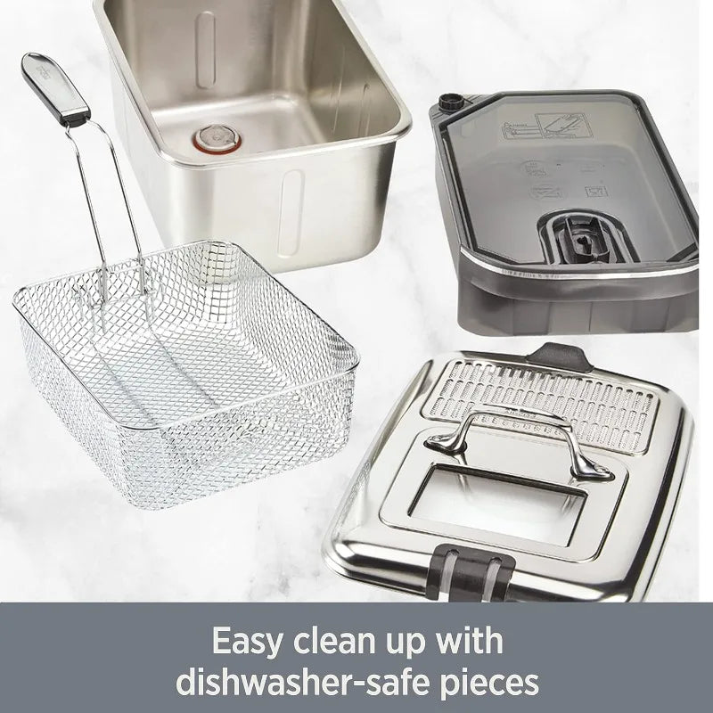 All-Clad 3.5L 1700W Electric Deep Fryer with Basket, Digital Controls - Stainless Steel