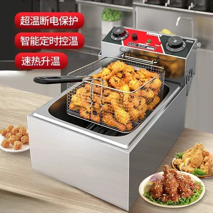 Chigo Professional Fryer Electric Cookware for Kitchen Deep French Fries Commercial Fryers Frying Oil Cooker Timer Arfrai 10L Ar