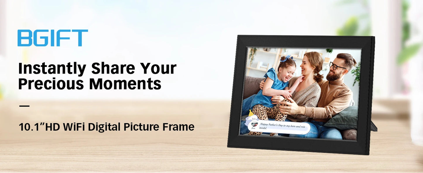 WiFi Digital Photo Frame 10.1 Inch Smart Digital Picture Frame with 1280x800 IPS HD Touch Screen Home Decoration for You Gift