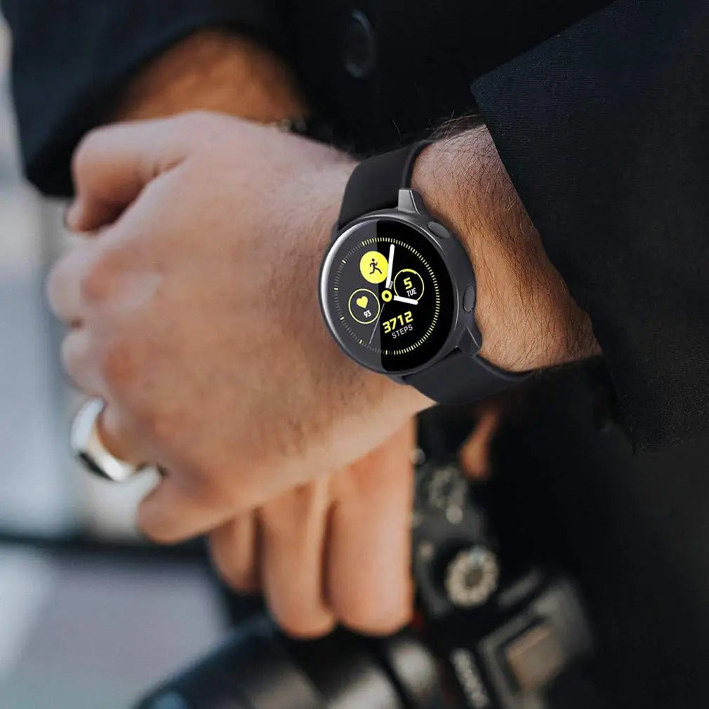 Silicone Strap+Case for Samsung Galaxy Watch Active 2 40mm 44mm Bracelet Tempered Glass Screen Protector Cover correas 20mm band