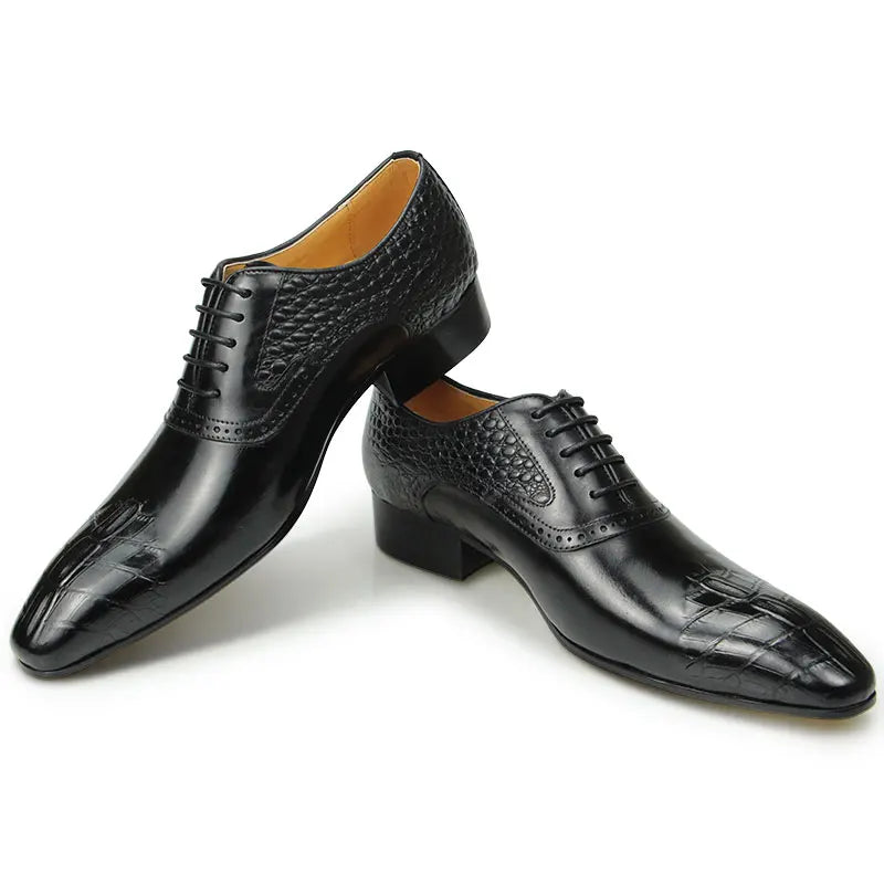Italy Men's Shoes Prince Classic Modern Formal Oxford Wingtip Lace Up Dress Shoes Handmade Black Genuine Leather Free Shipping
