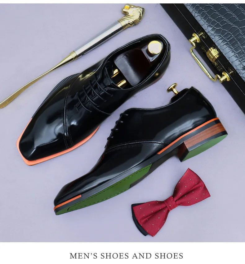 Brand Original Mens Oxford Dress Shoes Genuine Leather Brown Lace-up Business Wedding Formal Shoes Plus Size 38-46