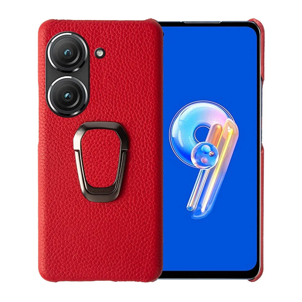 For Asus Zenfone 10 Case Handmade Genuine Leather Cases For Asus Zenfone9 Phone Cover Housing Protective Back Shell Stand Holder