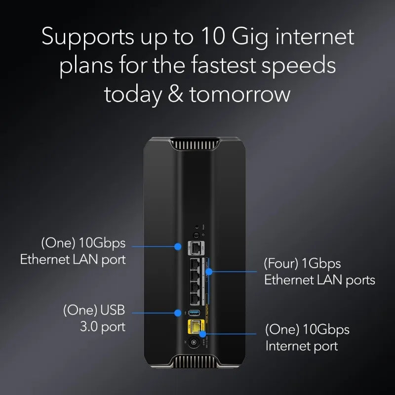 home.Nighthawk WiFi 7 Router (RS700S) BE19000 19Gbps Wireless Speed – 10Gb Internet Port – Tri-Band Gigabit Gaming Router – Cove