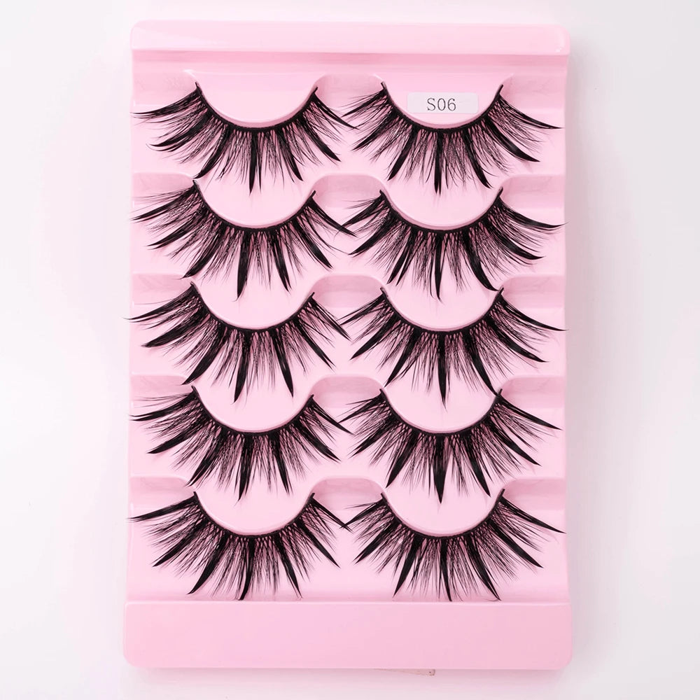 5Pairs Halloween Lash Drip False Eyelashes Unique Wet Look Hydrated Effect Multi-Length Rewearable Fake Eyelashes