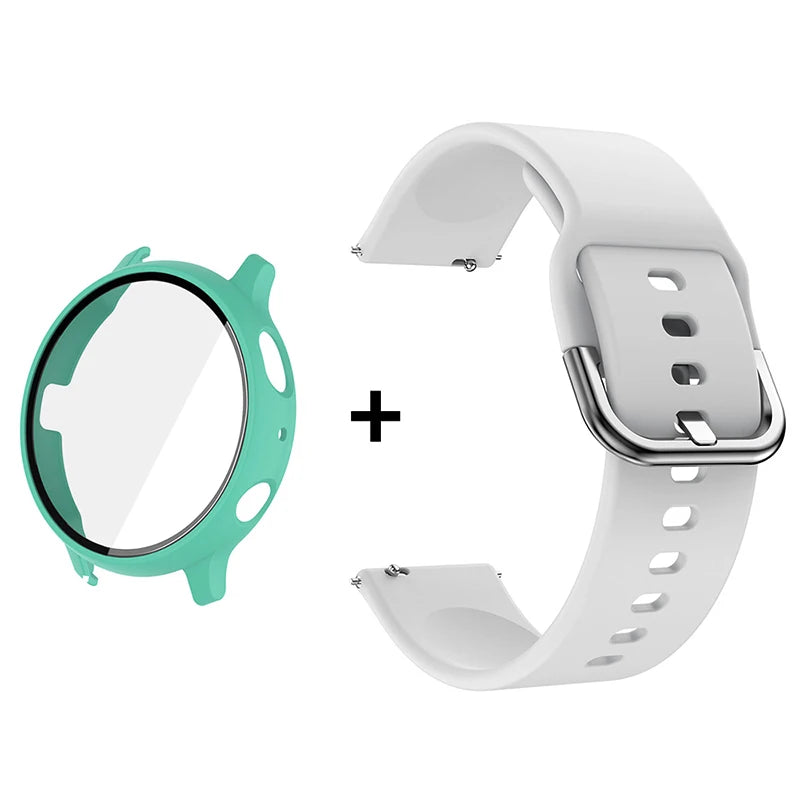 Silicone Strap+Case for Samsung Galaxy Watch Active 2 40mm 44mm Bracelet Tempered Glass Screen Protector Cover correas 20mm band