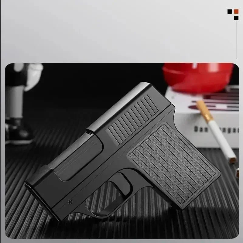 Unusual Pistol Style Lighters with Cigarette Case Jet Turb Torch Lighter Capacity 10PCS Cigarette Windproof Cigar Lighter