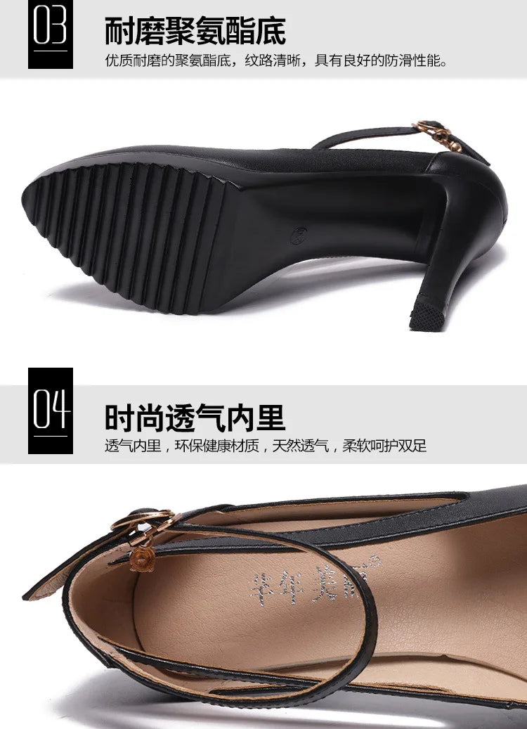 high quality leather shoe for women 8cm high heel platform point toe 32 33 42 43 elegant and fashion dress shoe black red white