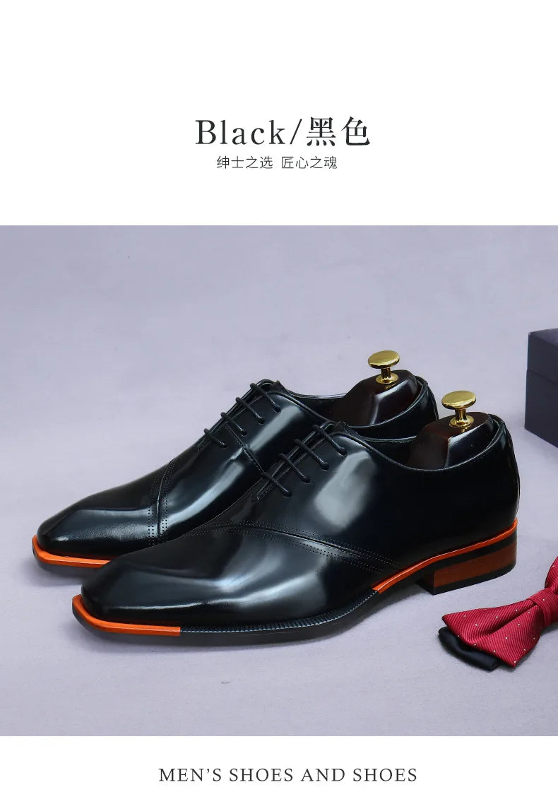 Brand Original Mens Oxford Dress Shoes Genuine Leather Brown Lace-up Business Wedding Formal Shoes Plus Size 38-46