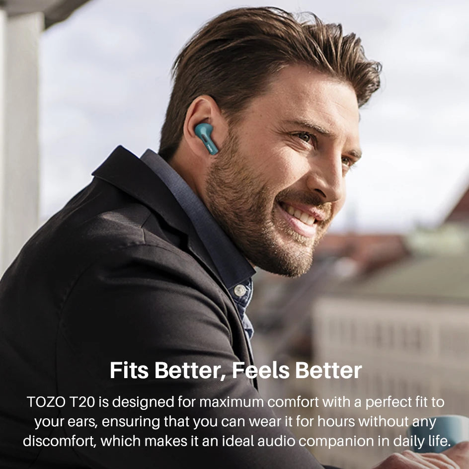 TOZO T20 Wireless Earbuds Bluetooth Headphones ENC with Dual Mic Call Noise Cancel LED Digital Display