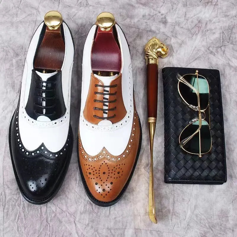 Men's Retro Two Tone Carved Casual Shoes