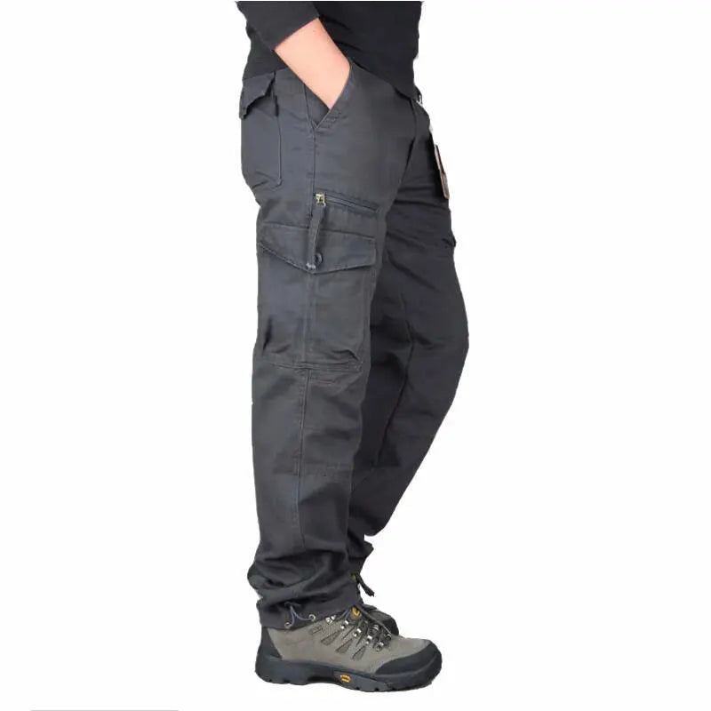Spring Autumn Men Solid Cargo Pants Men Casual Multi Pockets Tactical Trousers Pants Men Cotton Joggers Camouflage Trousers Male