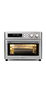 Heating Air Fryer Toaster Oven, Extra Large Countertop Convection Oven 10-in-1 Combo, 6-Slice Toast, Enamel Baking Pan Easy Clea