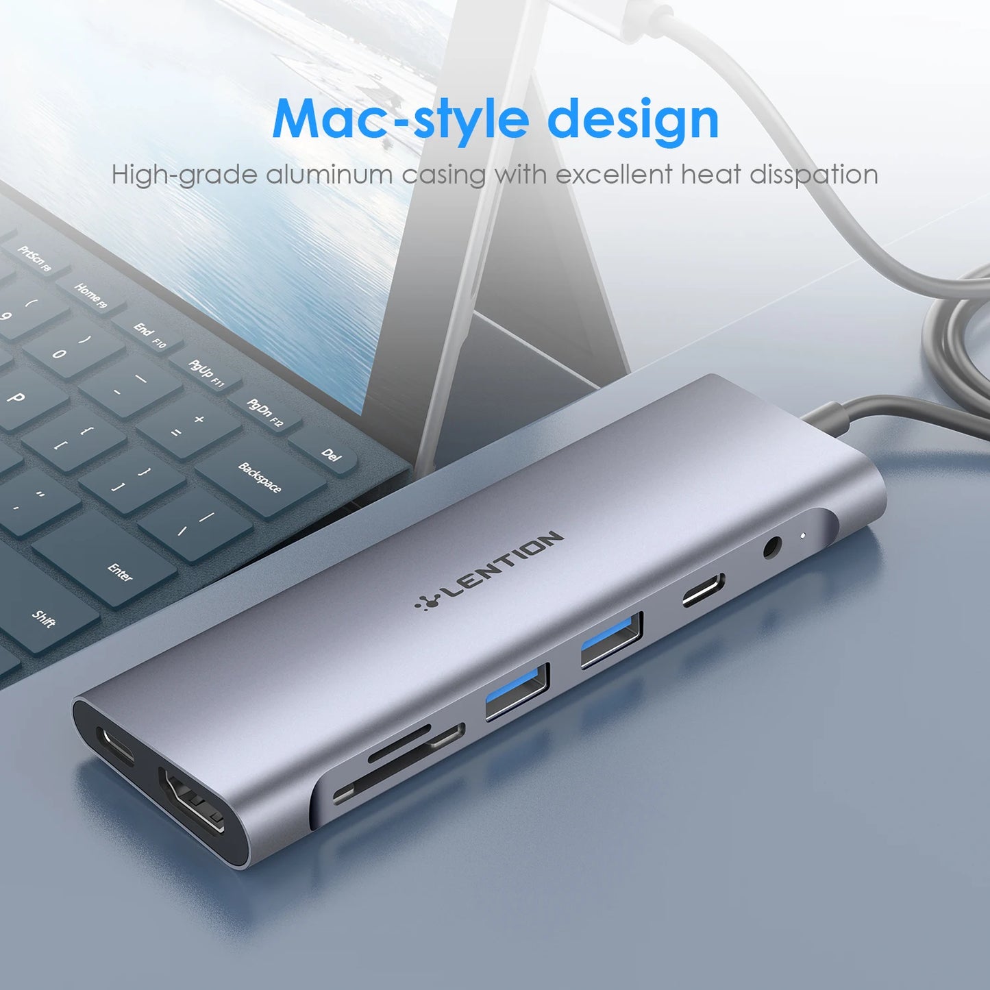 4K HDMI Long Cable Docking Station USB C Hub Type-C USB 3.0Card Reader Charging Adapter MacBook Pro Air Laptop Splitter