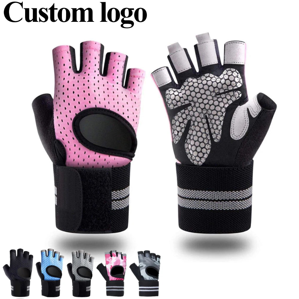 Gym Gloves Fitness Weight Lifting Gloves Training Sports Body Building Exercise Cycling Workout Glove with Wrist Wrap Support
