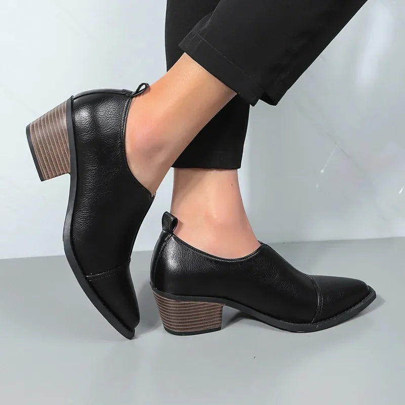 Ladies Shoes 2024 high quality slip-on Women's High heels Fashion Plus Size Office and Career sexy pointed toe solid heels women