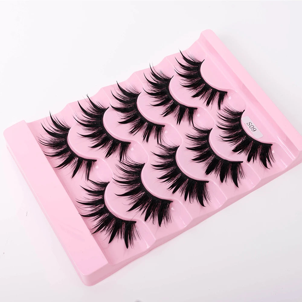 5Pairs Halloween Lash Drip False Eyelashes Unique Wet Look Hydrated Effect Multi-Length Rewearable Fake Eyelashes