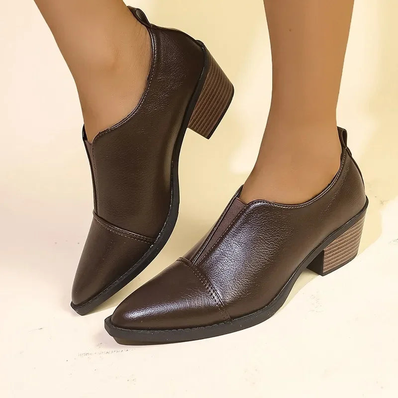 Ladies Shoes 2024 high quality slip-on Women's High heels Fashion Plus Size Office and Career sexy pointed toe solid heels women
