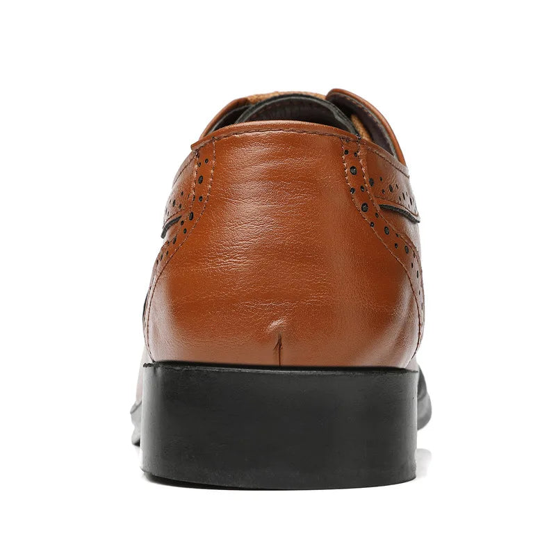 Handcrafted Mens Oxford Shoes Genuine Calfskin Leather Brogue Dress Shoes Classic Business Formal Shoes Man