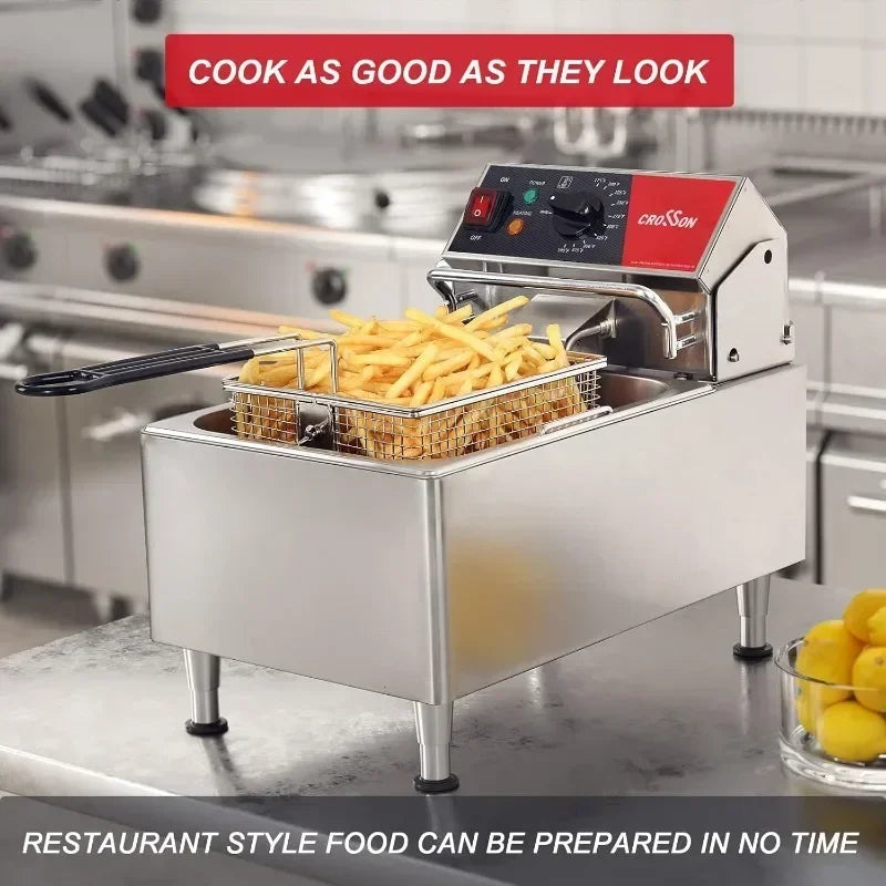 CROSSON ETL Listed 13Lbs Electric Deep Fryer Countertop with Easy-assembling Solid Basket Removeable Oil Container