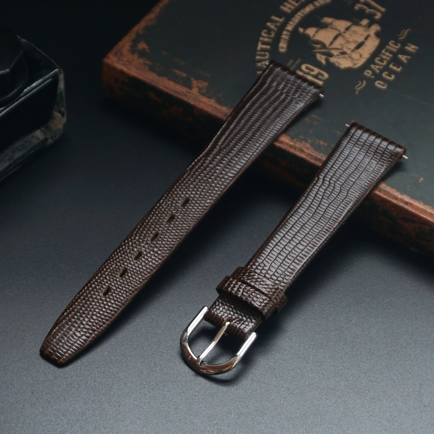AMHUGE 12mm 14mm 16mm 17mm 18mm 19mm 20mm 21mm Vintage Watch Strap Lizard Embossed Calf Genuine Leather Thin and Soft Watch Band