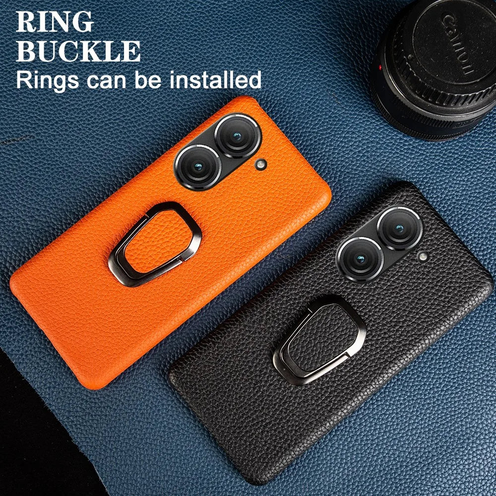 For Asus Zenfone 10 Case Handmade Genuine Leather Cases For Asus Zenfone9 Phone Cover Housing Protective Back Shell Stand Holder