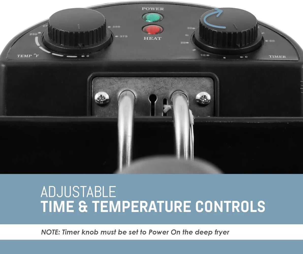 Electric Immersion Deep Fryer 3-Baskets, 1700W Timer Control, Adjustable Temperature,Set Adjustable Temperature and Timer Knob