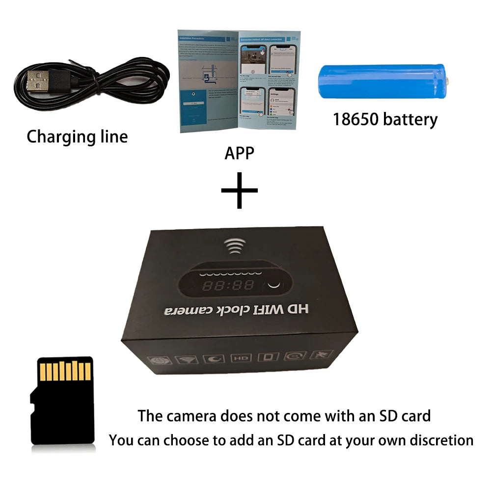 Fully upgraded and improved WIFI mini 4K HD clock camera, supporting infrared night vision, mobile detection, and remote viewing